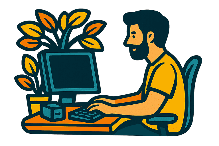 Person programming in front of a computer
